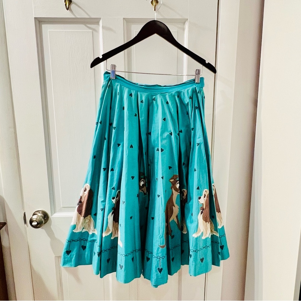 RARE!! Disney | 1950s Turquoise Lady & the Tramp Circle Skirt - Handmade Vintage